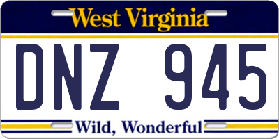 WV license plate DNZ945