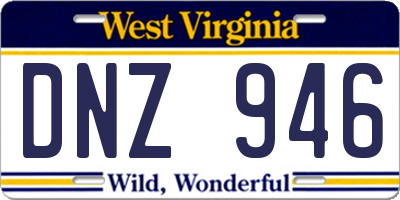 WV license plate DNZ946