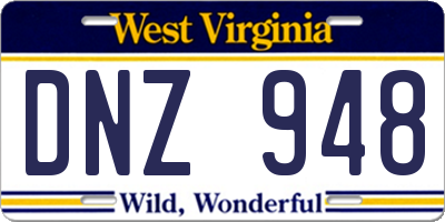 WV license plate DNZ948