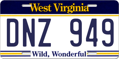 WV license plate DNZ949