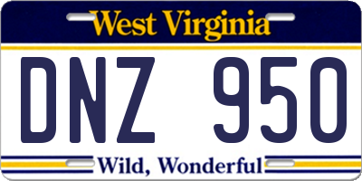 WV license plate DNZ950