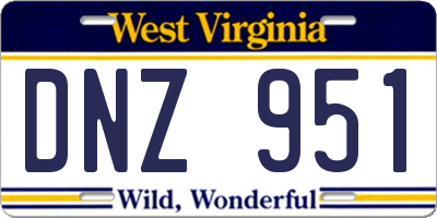 WV license plate DNZ951