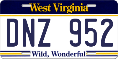 WV license plate DNZ952