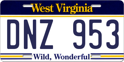 WV license plate DNZ953