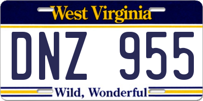 WV license plate DNZ955