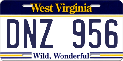 WV license plate DNZ956