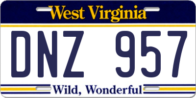 WV license plate DNZ957