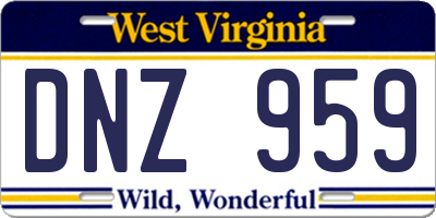WV license plate DNZ959