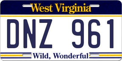 WV license plate DNZ961