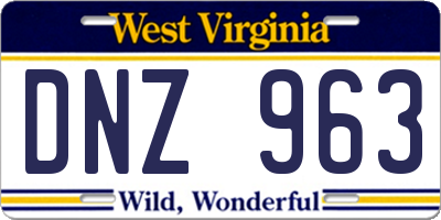 WV license plate DNZ963