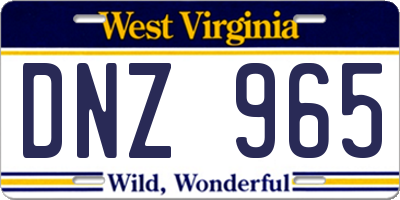 WV license plate DNZ965