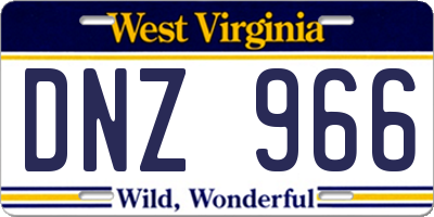 WV license plate DNZ966