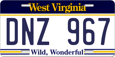 WV license plate DNZ967