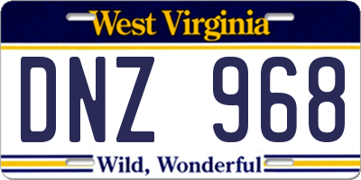 WV license plate DNZ968