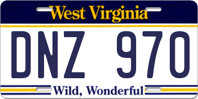 WV license plate DNZ970