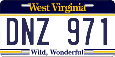 WV license plate DNZ971