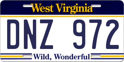 WV license plate DNZ972