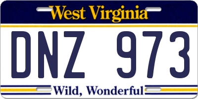 WV license plate DNZ973