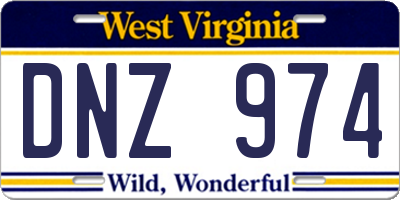 WV license plate DNZ974