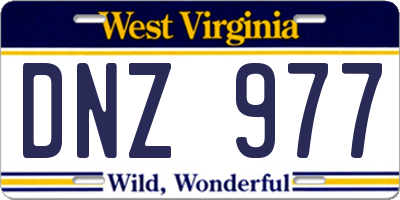 WV license plate DNZ977
