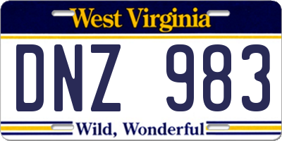 WV license plate DNZ983