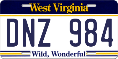 WV license plate DNZ984