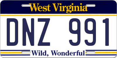 WV license plate DNZ991