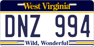 WV license plate DNZ994