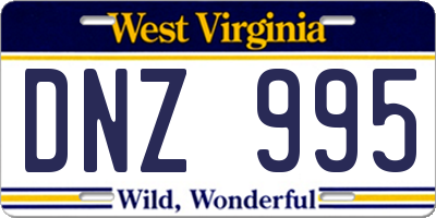 WV license plate DNZ995