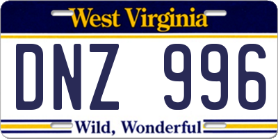 WV license plate DNZ996