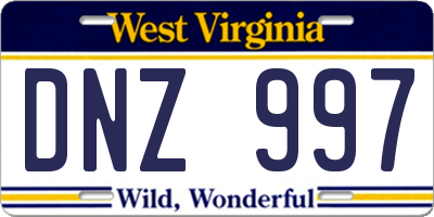 WV license plate DNZ997
