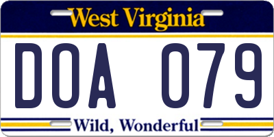 WV license plate DOA079