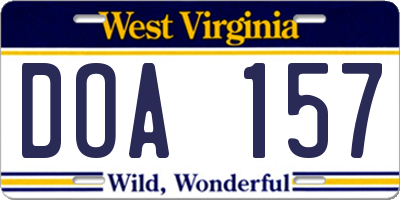 WV license plate DOA157