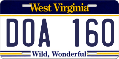 WV license plate DOA160
