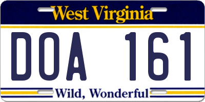 WV license plate DOA161