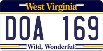 WV license plate DOA169