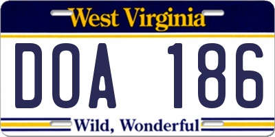 WV license plate DOA186