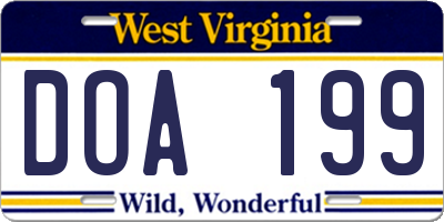 WV license plate DOA199