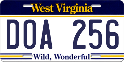 WV license plate DOA256