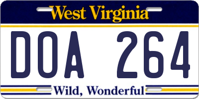 WV license plate DOA264