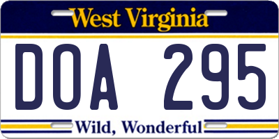 WV license plate DOA295