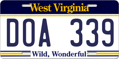 WV license plate DOA339