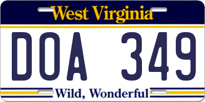WV license plate DOA349