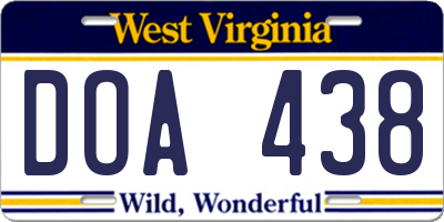 WV license plate DOA438