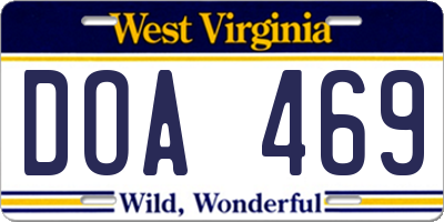 WV license plate DOA469