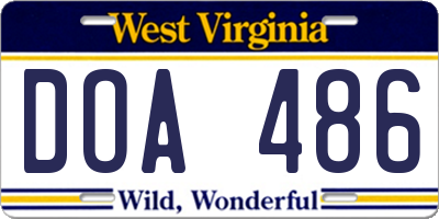 WV license plate DOA486