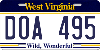 WV license plate DOA495