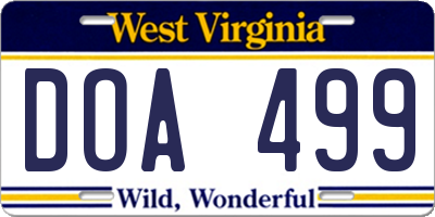 WV license plate DOA499