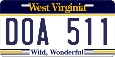 WV license plate DOA511