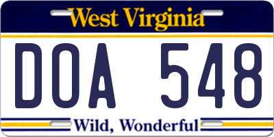 WV license plate DOA548